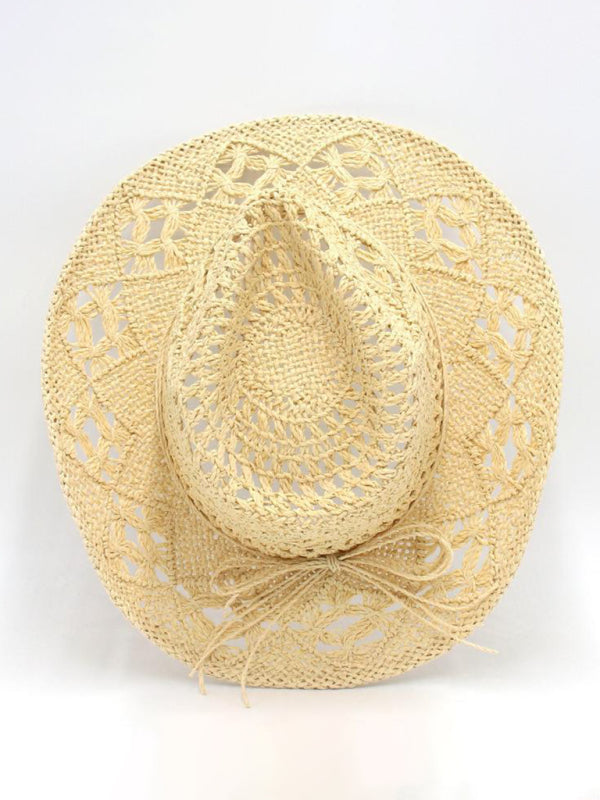 hand-knitted straw hat