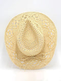 hand-knitted straw hat