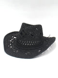 hand-knitted straw hat