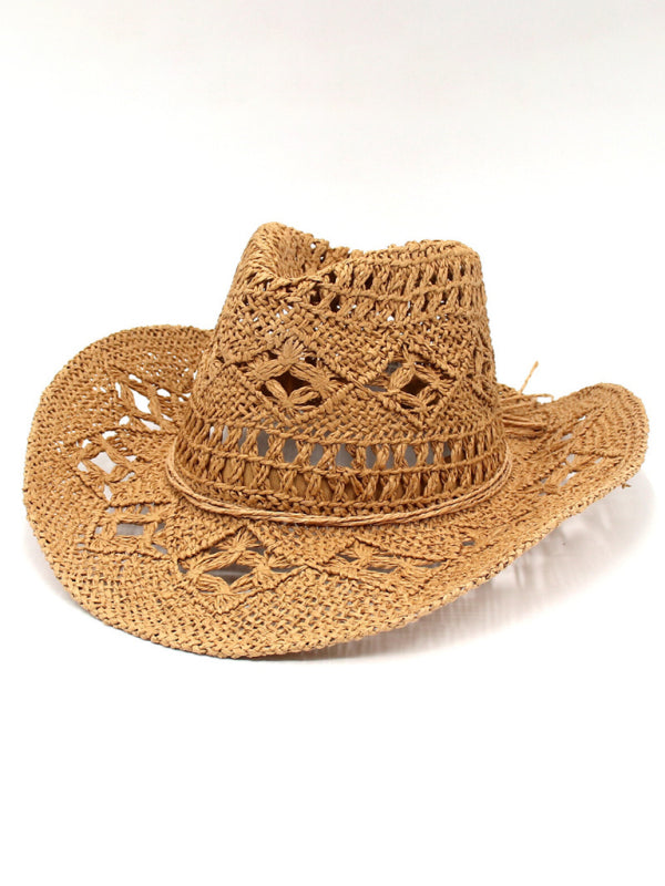 hand-knitted straw hat