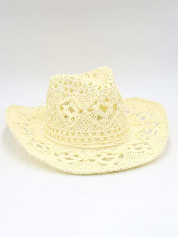 hand-knitted straw hat