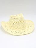 hand-knitted straw hat