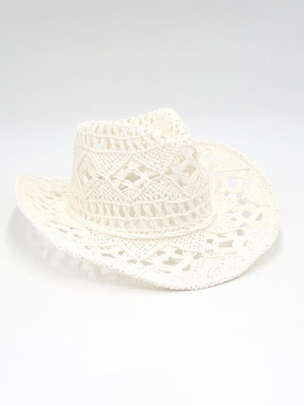 hand-knitted straw hat