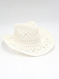 hand-knitted straw hat
