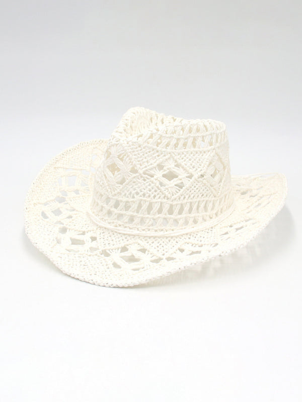 hand-knitted straw hat