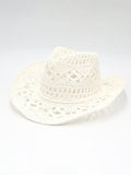 hand-knitted straw hat