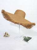 Outdoor large brim beach hat braided fur-brimmed straw hat bohemian style beach hat