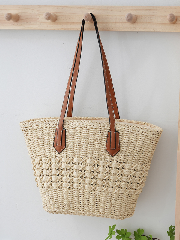 New single shoulder straw bag casual fashion beach vacation large capacity handbag tote bag