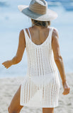 Cut Out Crochet Cover Up Beach Dress with Slits