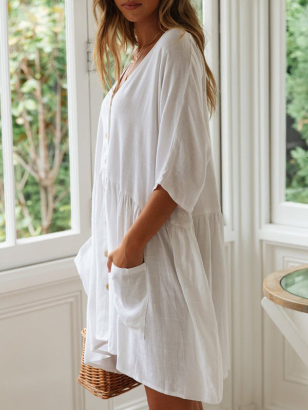 Loose Button Dress