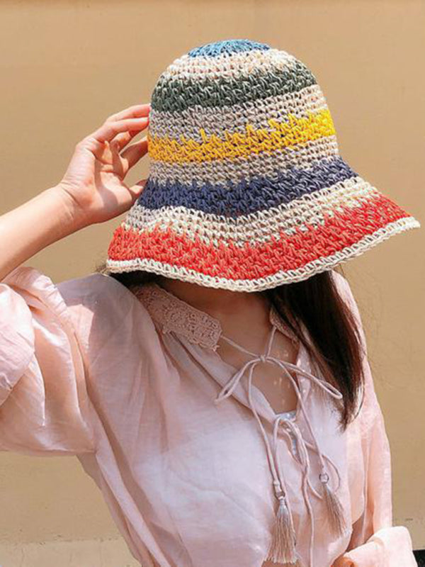 Rainbow Straw Sun Hat