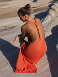 Beach knit dress in orange