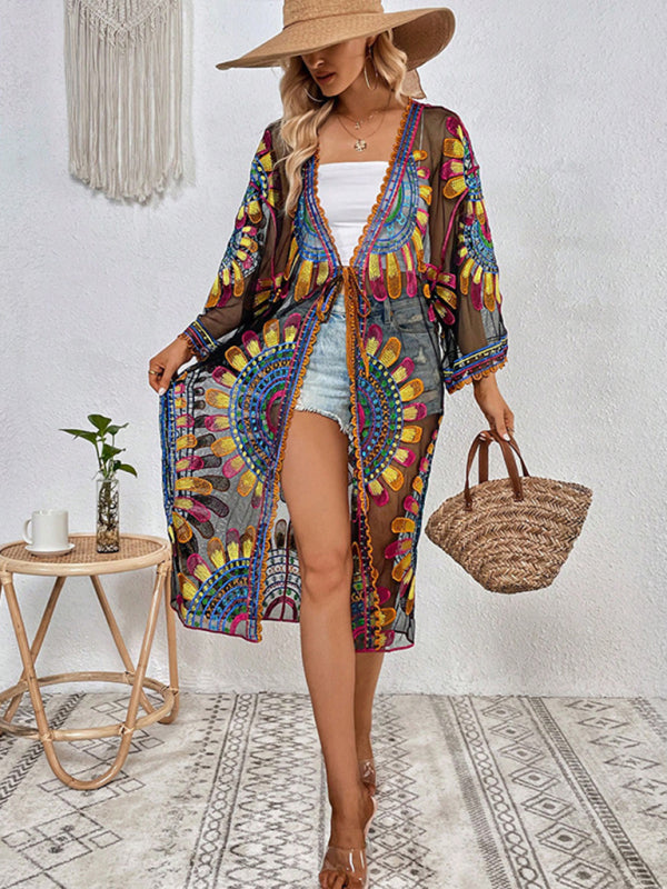 Lace tie cover up